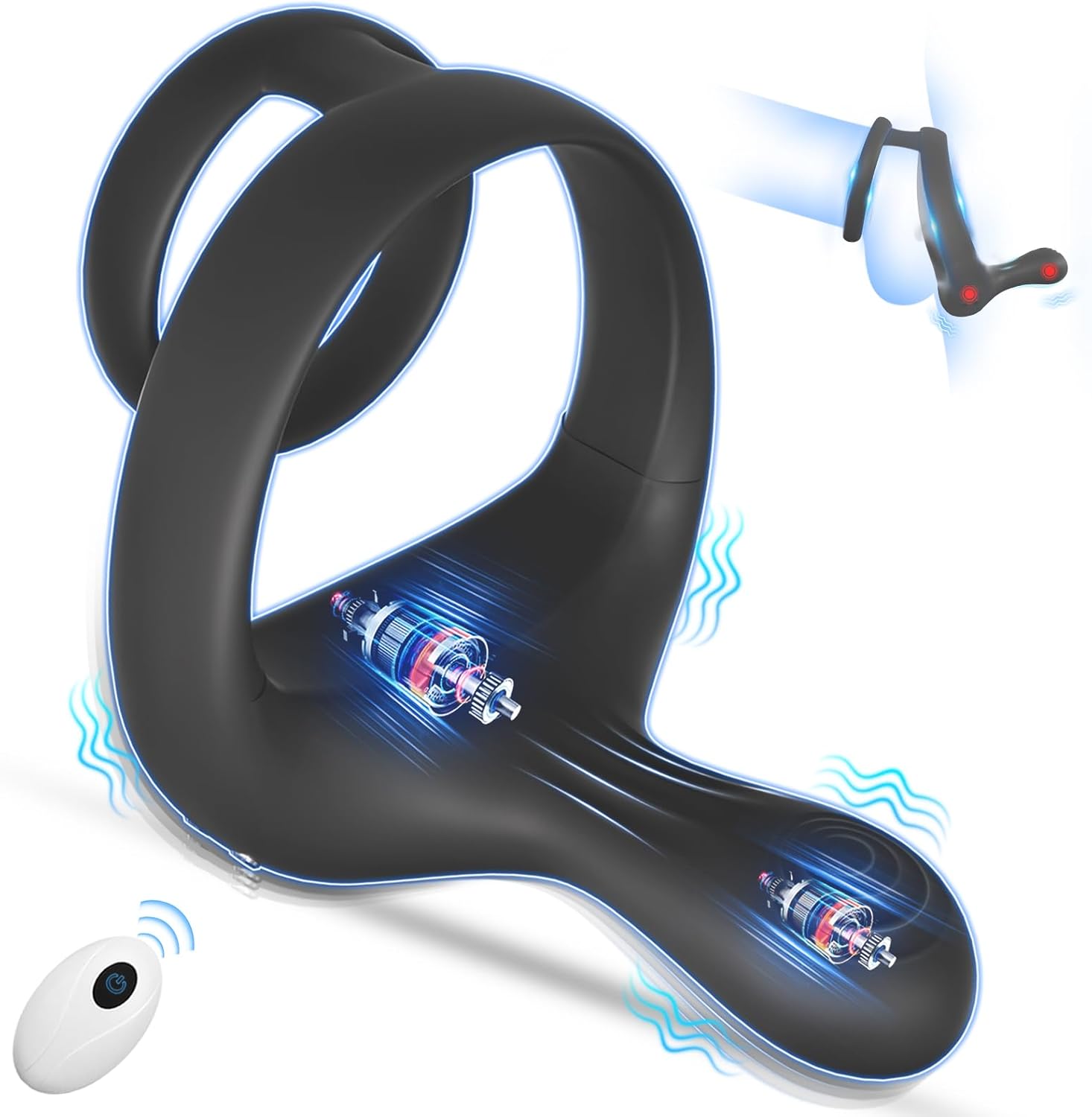 Vibrating Cock Ring with Taint Stimulator – Dual-Motor Couples Toy