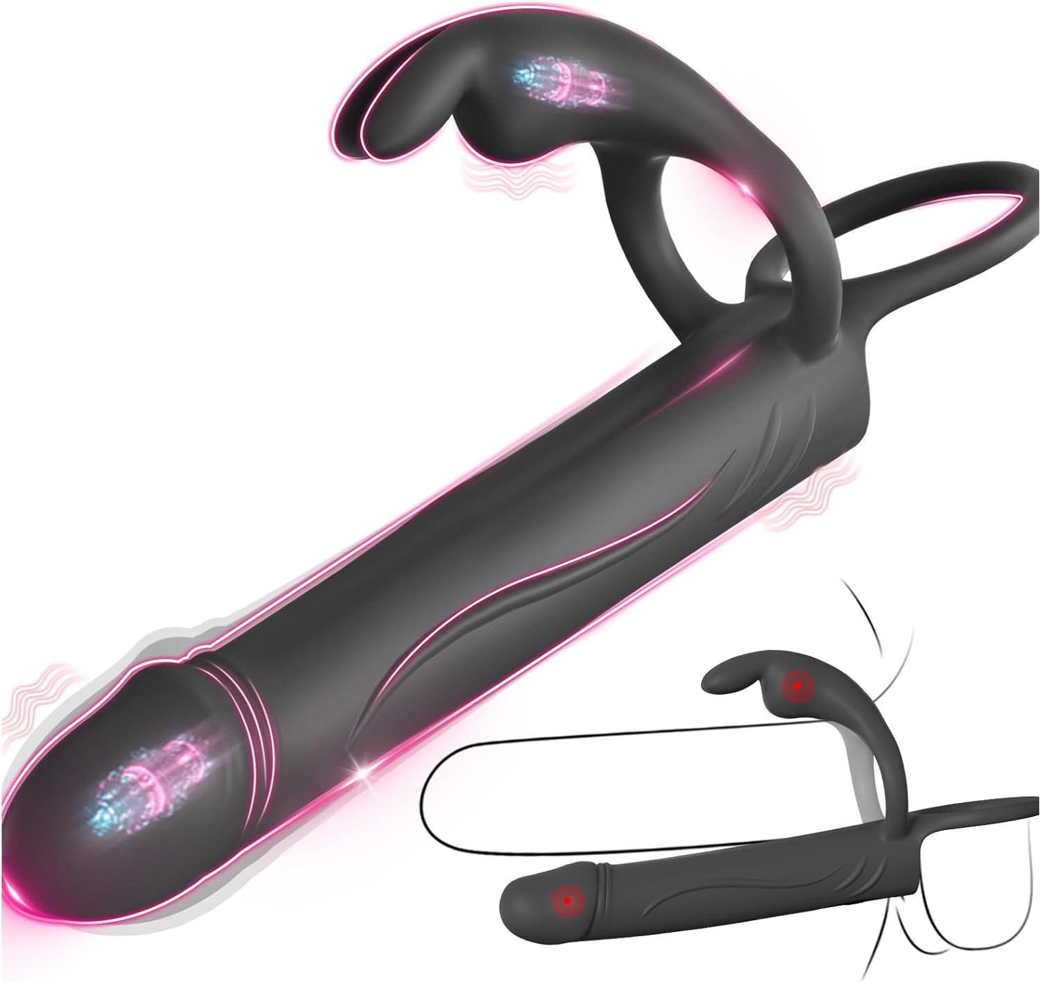 Vibrating Anal Plug with Cock Ring & Rabbit Clitoral Stimulator – Dual Pleasure Toy