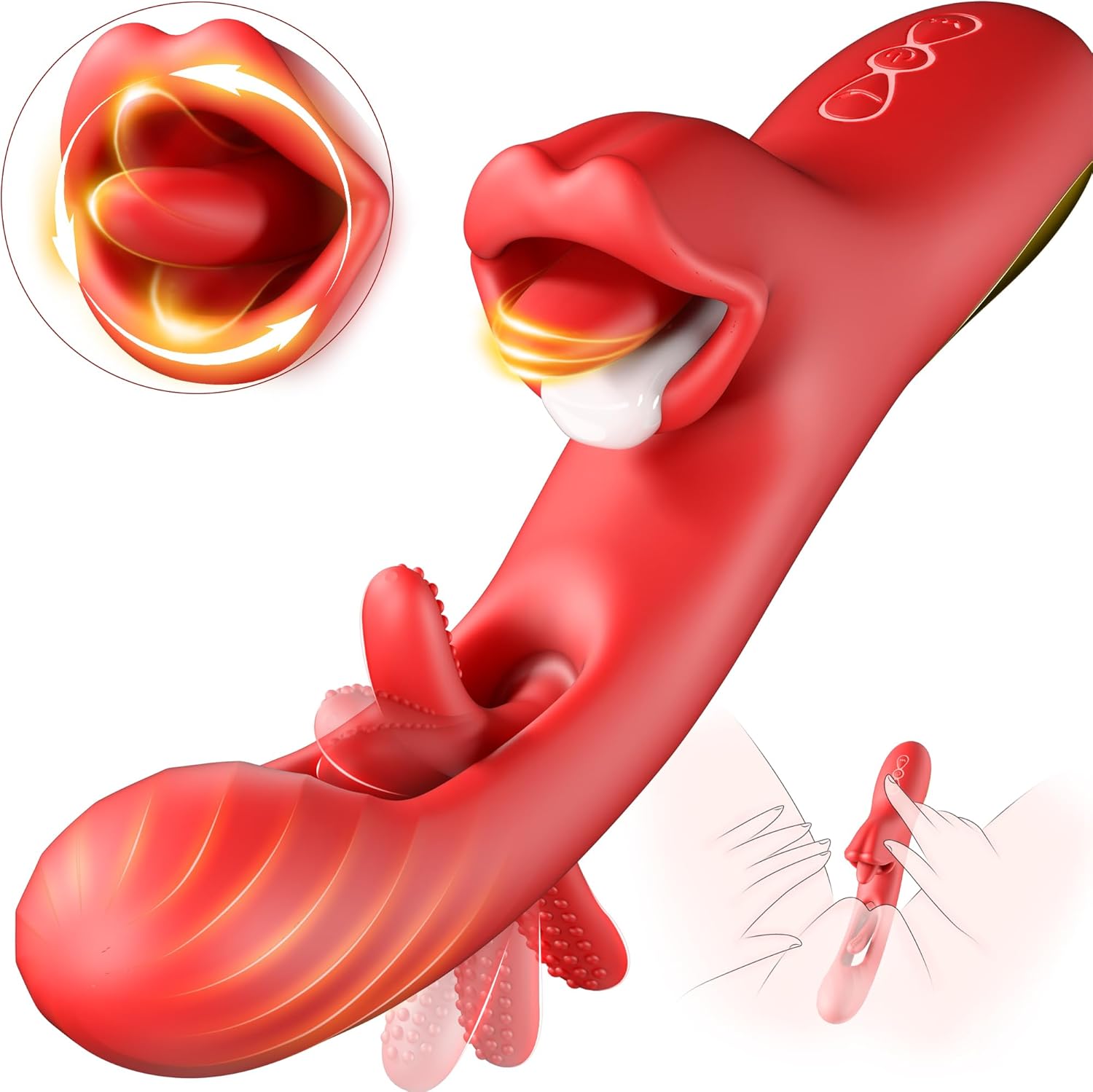 Luzine Rose Tongue Vibrator – 2-in-1 Licking & Thrusting Toy