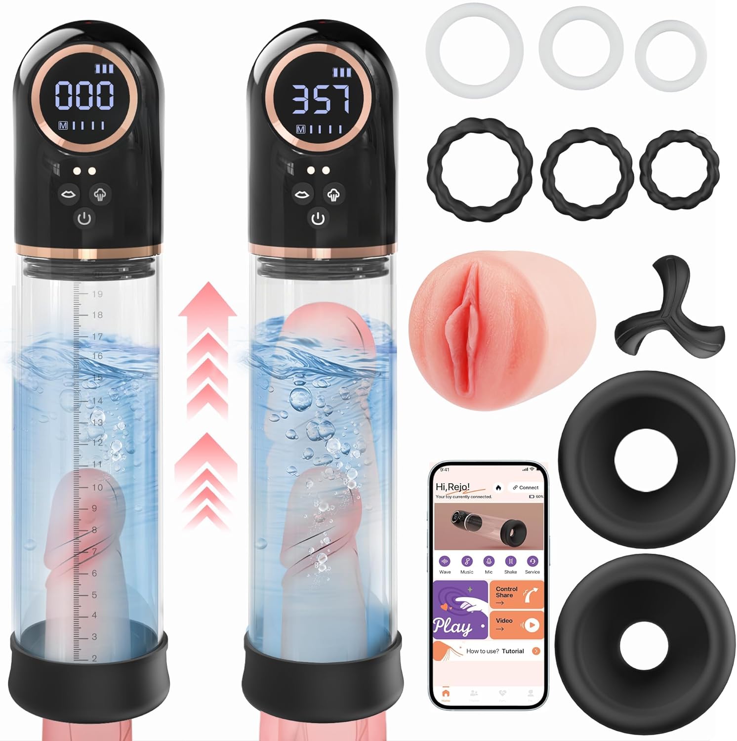 Electric Penis Pump with Pocket Pussy & Cock Ring – Smart Training & Pleasure System